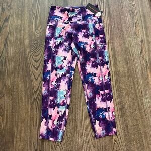 NWT Bally Total Fitness High Rise Pocket Mid-Calf Legging Blotchy Bloom Size S